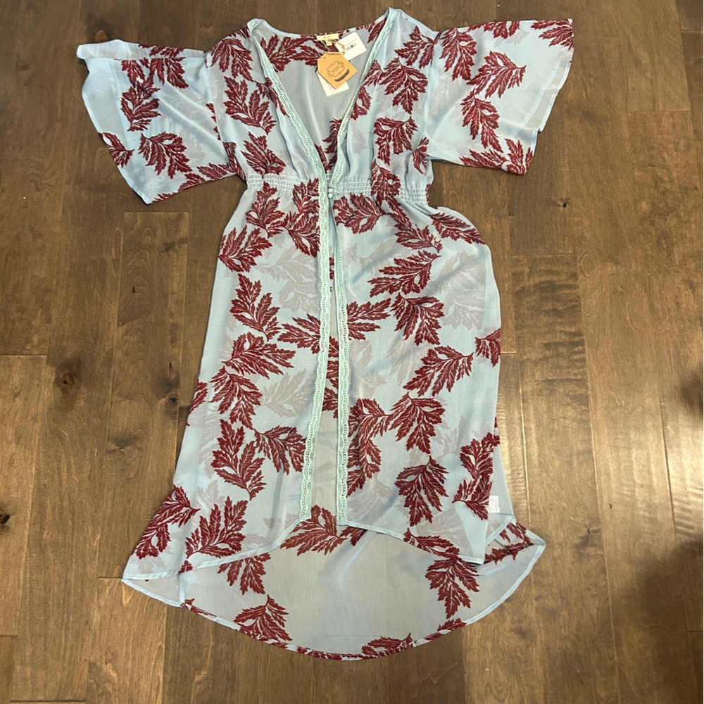 Sheer blue and maroon cover-up - NWT